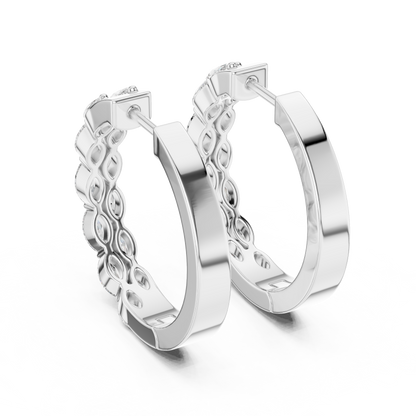 Luxury Marquise Diamond Hoop Earrings in Yellow Gold