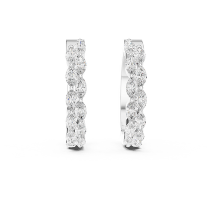 Luxury Marquise Diamond Hoop Earrings in Yellow Gold