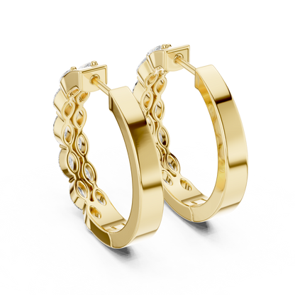 Luxury Marquise Diamond Hoop Earrings in Yellow Gold