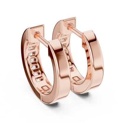 Channel Set Round Lab Grown Diamond Huggie Hoop Earrings in 14K White Gold