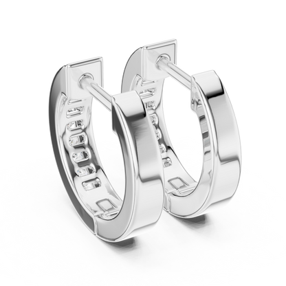 Channel Set Round Lab Grown Diamond Huggie Hoop Earrings in 14K White Gold