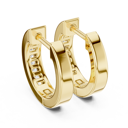Channel Set Round Lab Grown Diamond Huggie Hoop Earrings in 14K White Gold