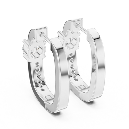Round Lab Grown Diamond Huggie Hoop Earrings with Pavé Accents in 14K Rose Gold