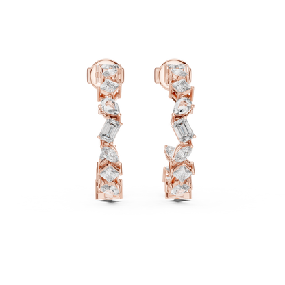Multi Shape Lab Grown Diamond Open Hoop Earrings in 14K Yellow Gold