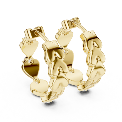 Heart Shape Round Diamond Hoop Earrings in White Gold