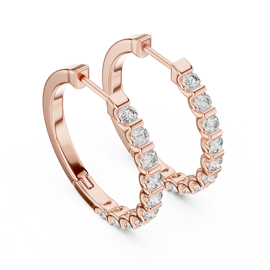 Round Lab Grown Diamond Hoop Earrings in 14K Rose Gold