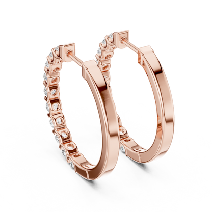 Round Lab Grown Diamond Hoop Earrings in 14K Rose Gold