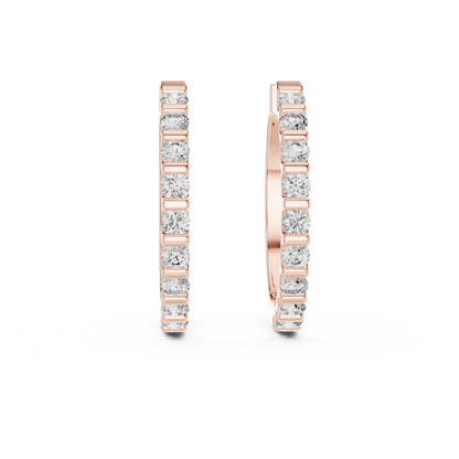 Round Lab Grown Diamond Hoop Earrings in 14K Rose Gold