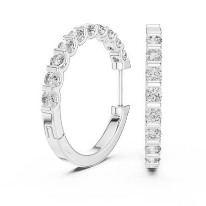 Round Lab Grown Diamond Hoop Earrings in 14K Rose Gold