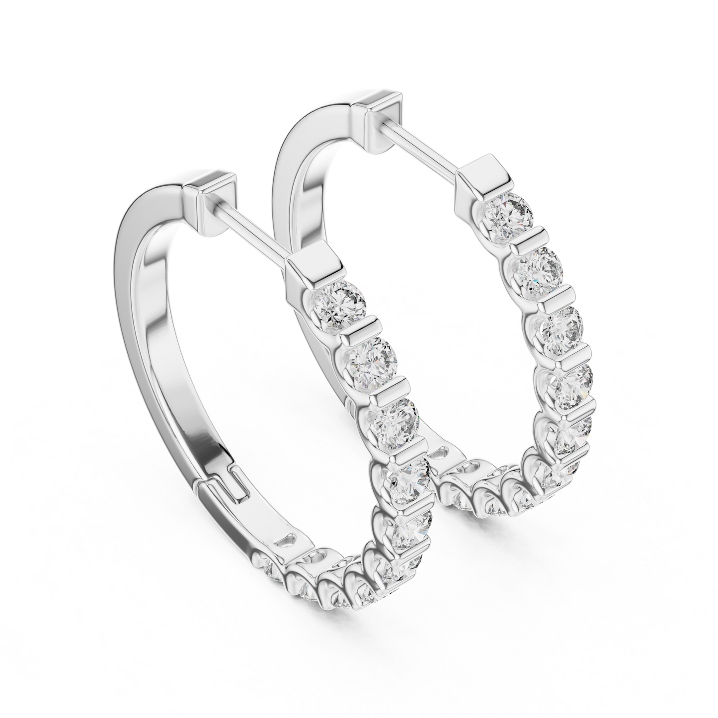Round Lab Grown Diamond Hoop Earrings in 14K Rose Gold