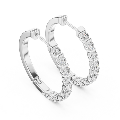 Round Lab Grown Diamond Hoop Earrings in 14K Rose Gold