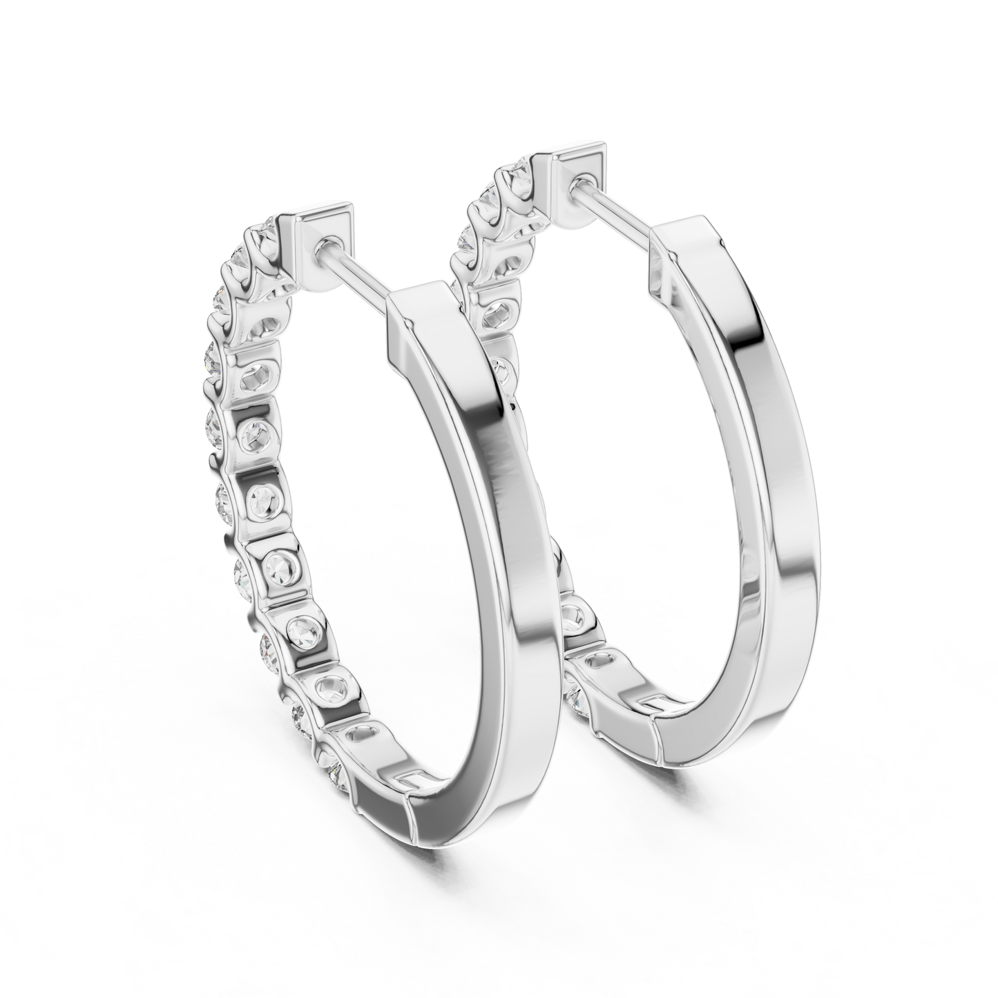 Round Lab Grown Diamond Hoop Earrings in 14K Rose Gold
