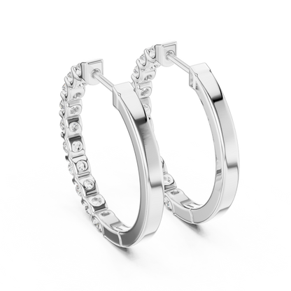 Round Lab Grown Diamond Hoop Earrings in 14K Rose Gold