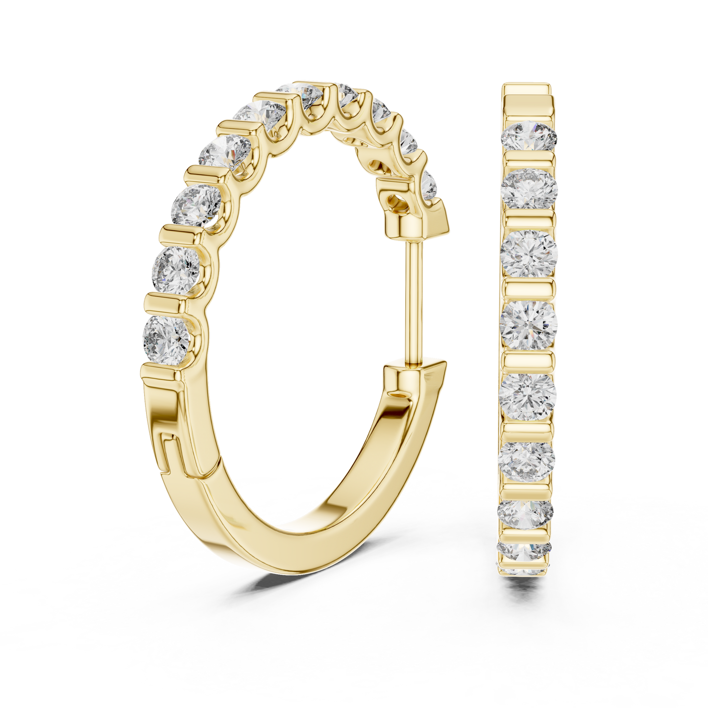 Round Lab Grown Diamond Hoop Earrings in 14K Rose Gold