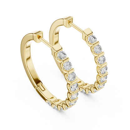 Round Lab Grown Diamond Hoop Earrings in 14K Rose Gold