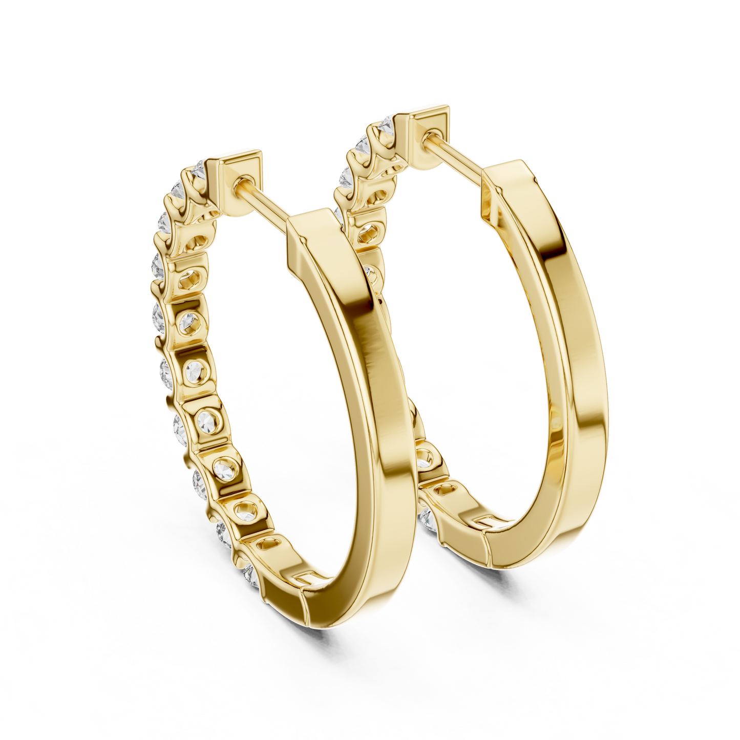 Round Lab Grown Diamond Hoop Earrings in 14K Rose Gold