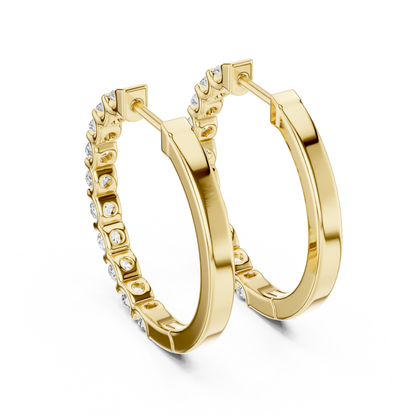 Round Lab Grown Diamond Hoop Earrings in 14K Rose Gold