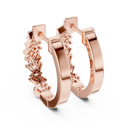 14K White Gold Baguette Lab Grown Diamond Hoop Earrings