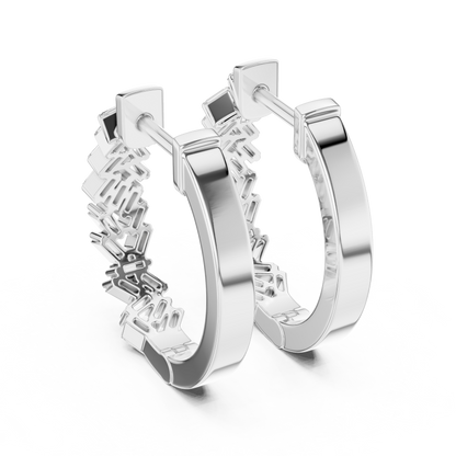 14K White Gold Baguette Lab Grown Diamond Hoop Earrings