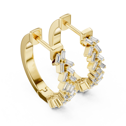 14K White Gold Baguette Lab Grown Diamond Hoop Earrings