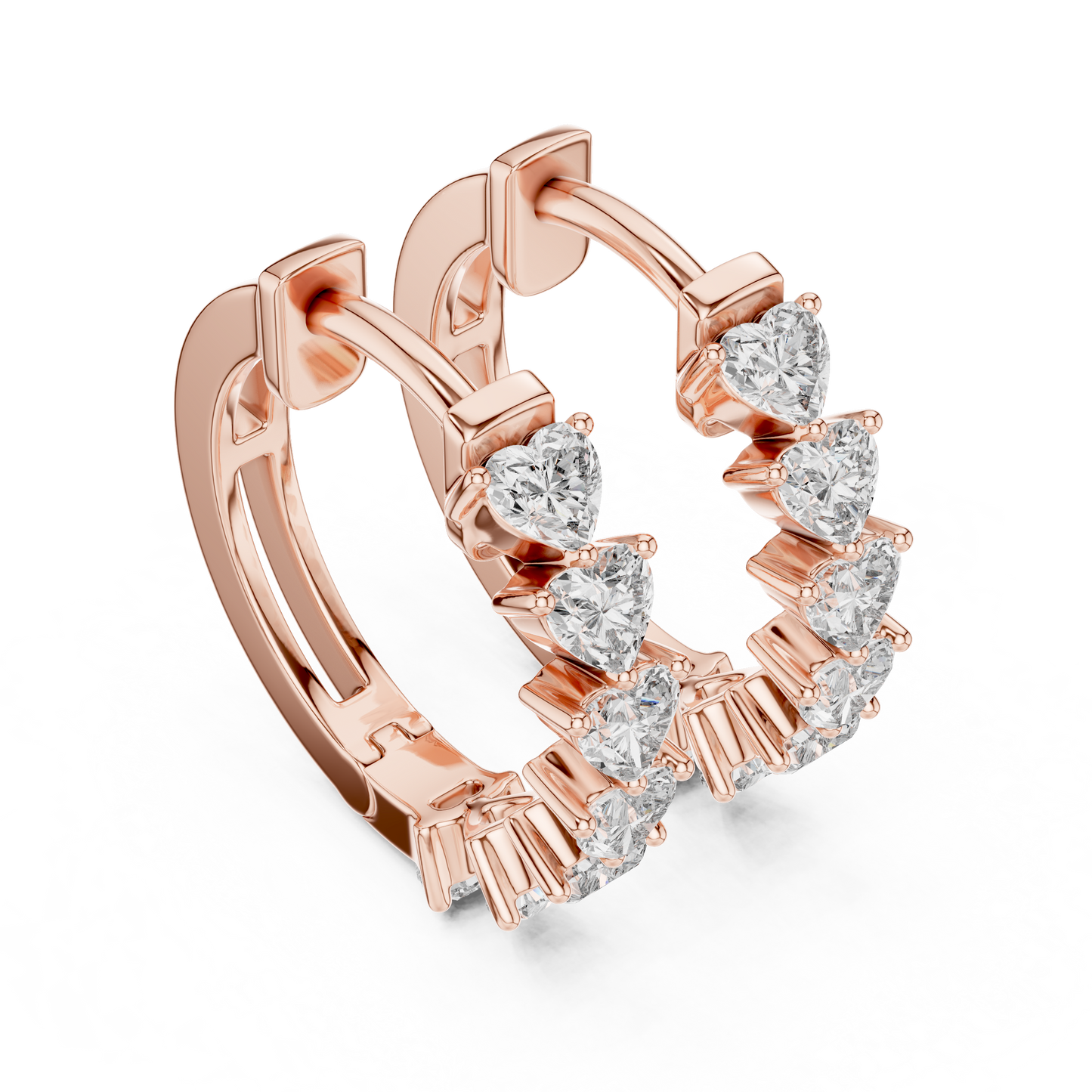 14K Yellow Gold Heart Lab Grown Diamond Hoop Earrings