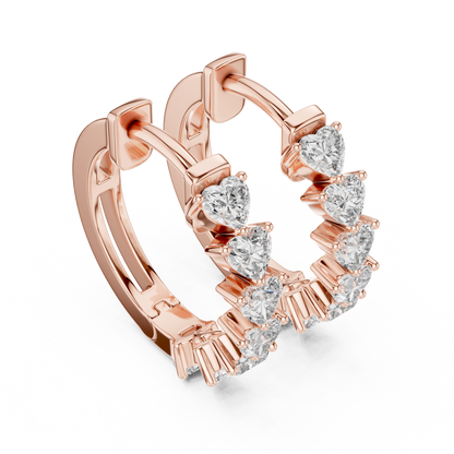 14K Yellow Gold Heart Lab Grown Diamond Hoop Earrings