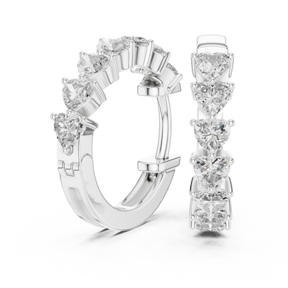 14K Yellow Gold Heart Lab Grown Diamond Hoop Earrings