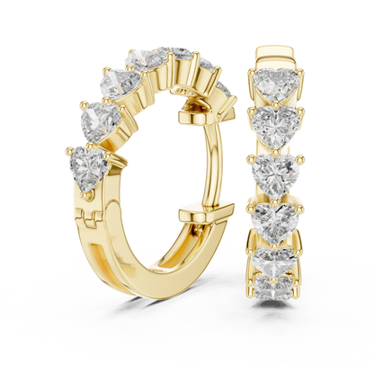 14K Yellow Gold Heart Lab Grown Diamond Hoop Earrings