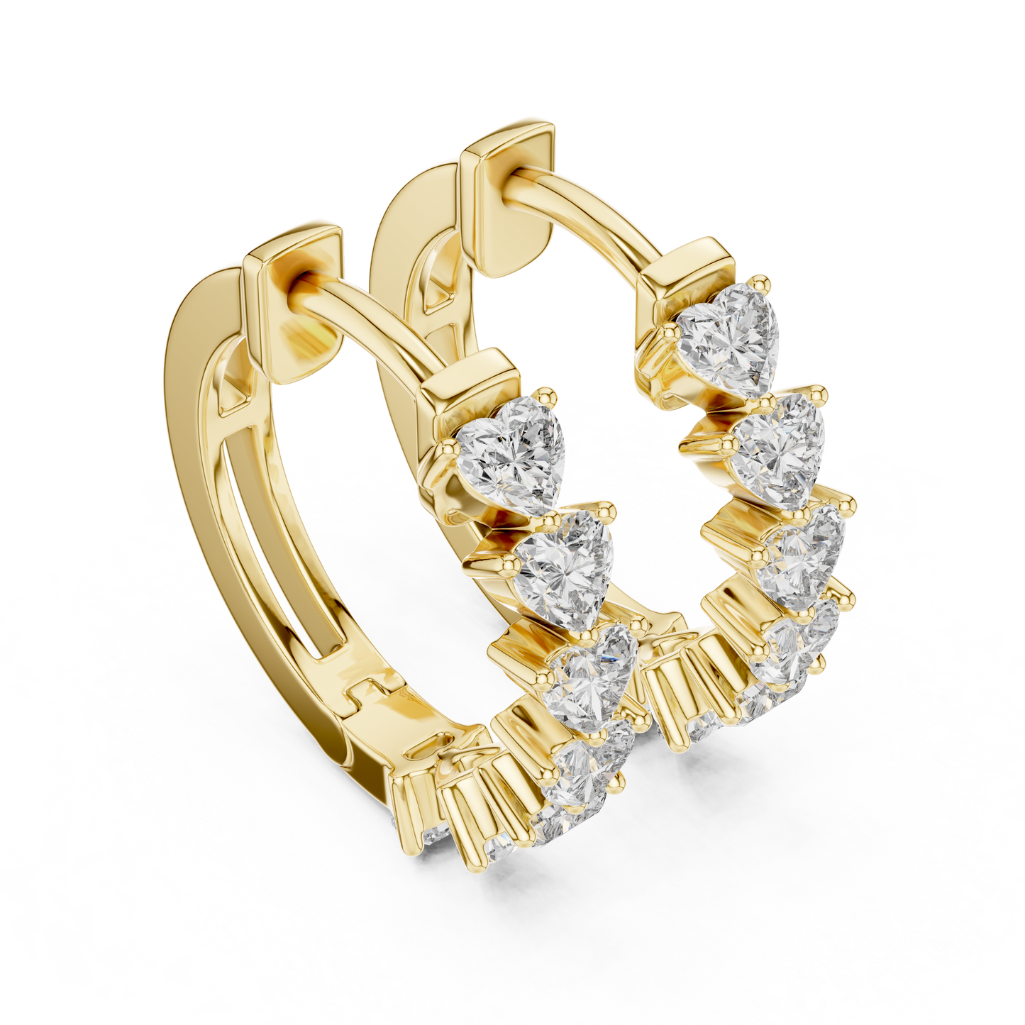 14K Yellow Gold Heart Lab Grown Diamond Hoop Earrings