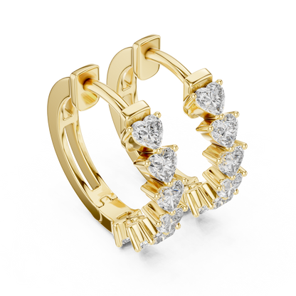 14K Yellow Gold Heart Lab Grown Diamond Hoop Earrings
