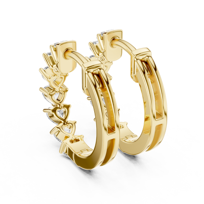 14K Yellow Gold Heart Lab Grown Diamond Hoop Earrings