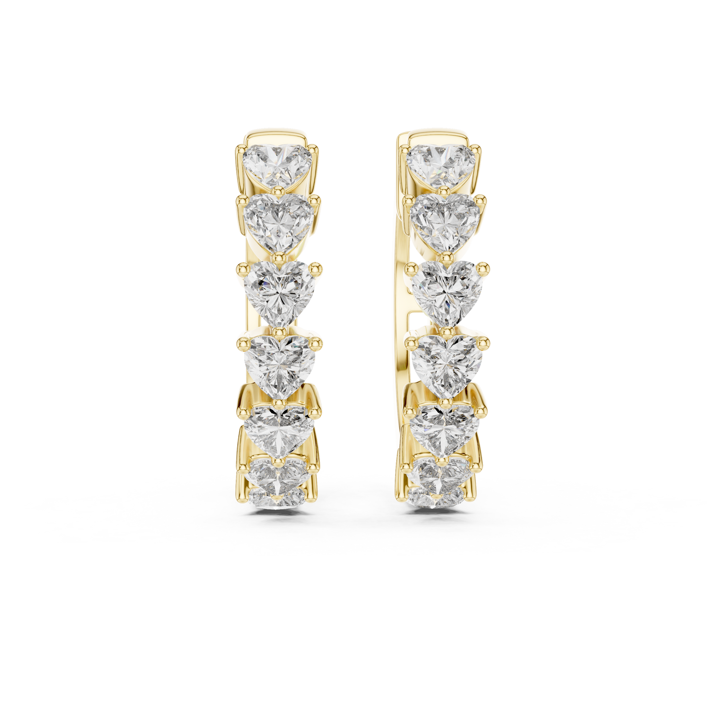 14K Yellow Gold Heart Lab Grown Diamond Hoop Earrings