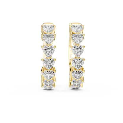 14K Yellow Gold Heart Lab Grown Diamond Hoop Earrings