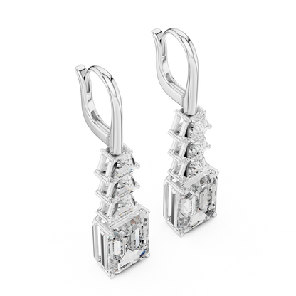 18K Yellow Gold Emerald Cut Lab-Grown Diamond Chandelier Earrings