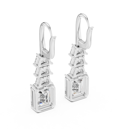 18K Yellow Gold Emerald Cut Lab-Grown Diamond Chandelier Earrings