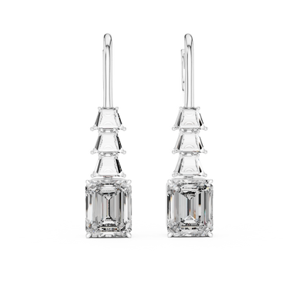 18K Yellow Gold Emerald Cut Lab-Grown Diamond Chandelier Earrings