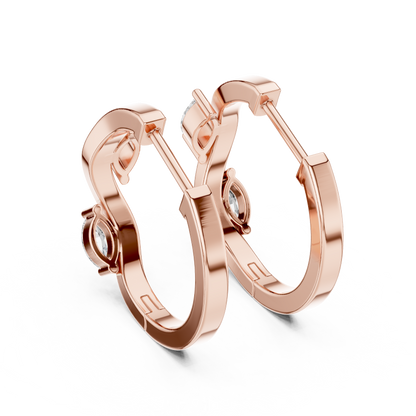 Rose Gold Hoop Earrings with Marquise Diamonds