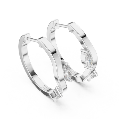 Rose Gold Hoop Earrings with Marquise Diamonds