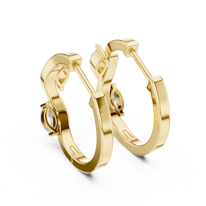 Rose Gold Hoop Earrings with Marquise Diamonds