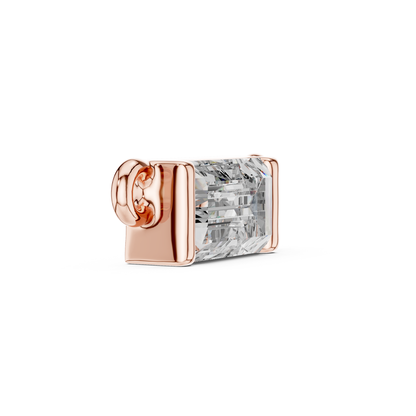Classic Emerald Cut Lab-Grown Diamond Solitaire Pendant | 14K Yellow Gold