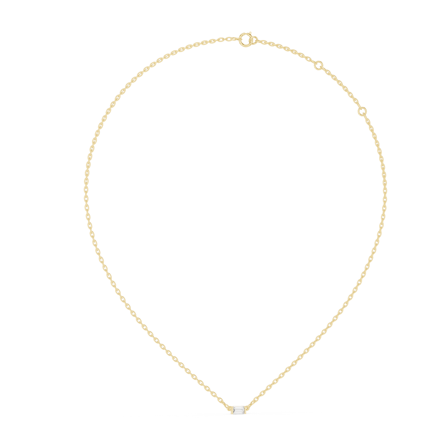 Classic Emerald Cut Lab-Grown Diamond Solitaire Pendant | 14K Yellow Gold