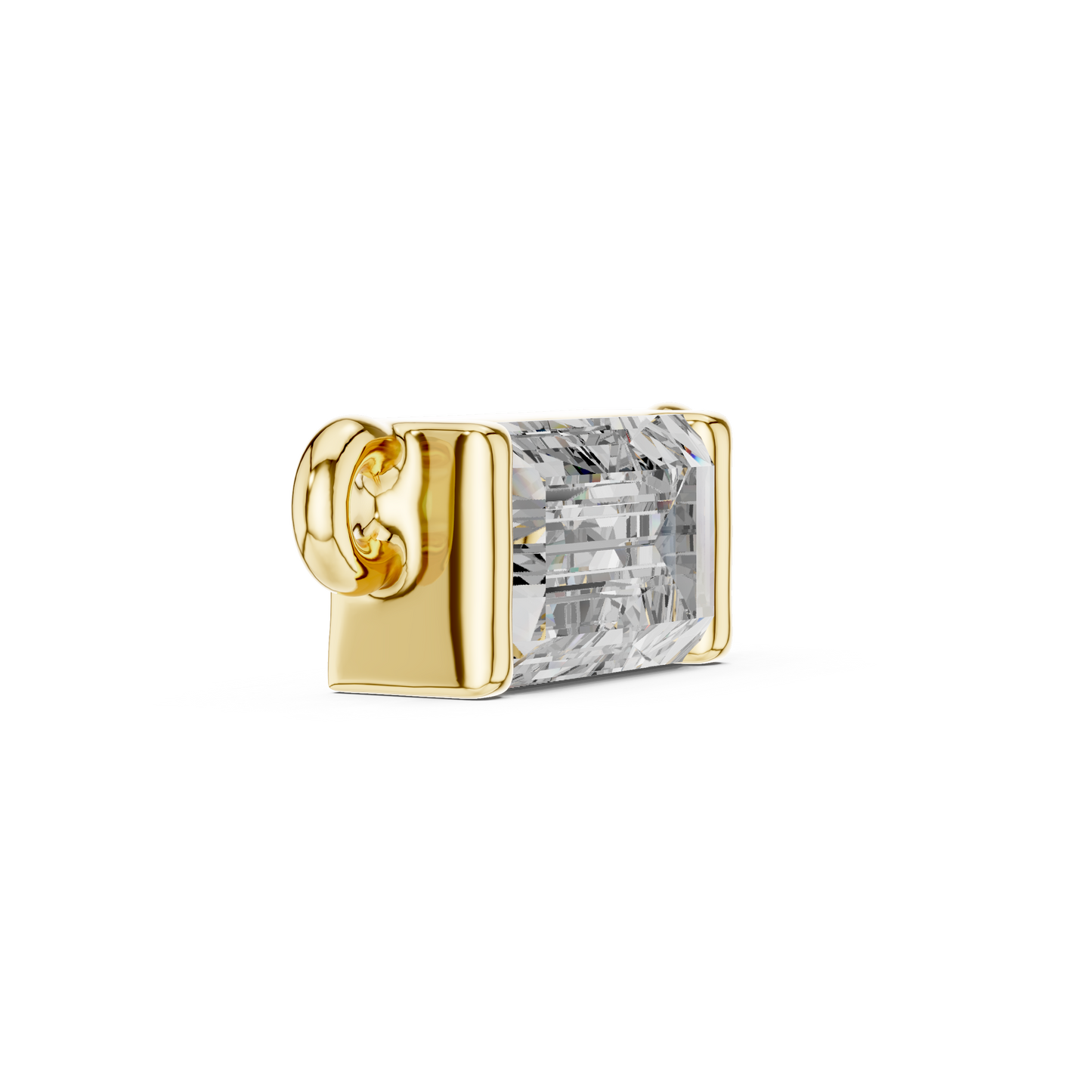 Classic Emerald Cut Lab-Grown Diamond Solitaire Pendant | 14K Yellow Gold