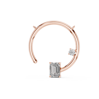 Open Circle Lab-Grown Diamond Delicate Pendant with Emerald Cut in 14K Rose Gold