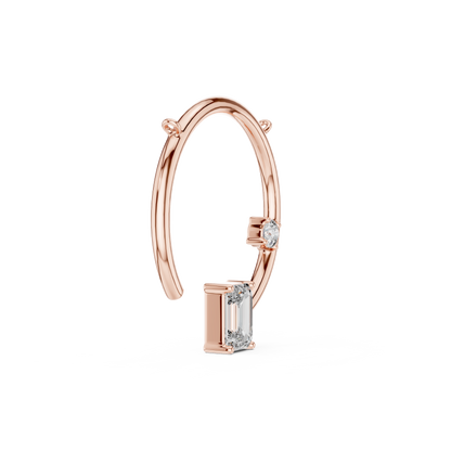 Open Circle Lab-Grown Diamond Delicate Pendant with Emerald Cut in 14K Rose Gold