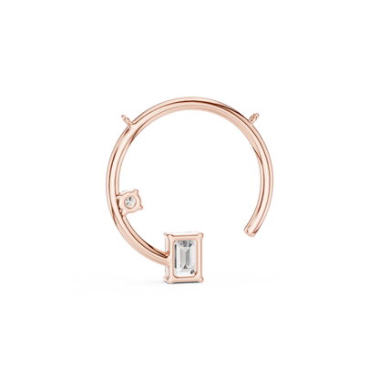 Open Circle Lab-Grown Diamond Delicate Pendant with Emerald Cut in 14K Rose Gold
