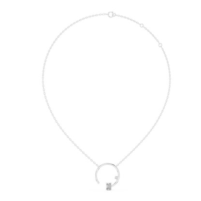 Open Circle Lab-Grown Diamond Delicate Pendant with Emerald Cut in 14K Rose Gold