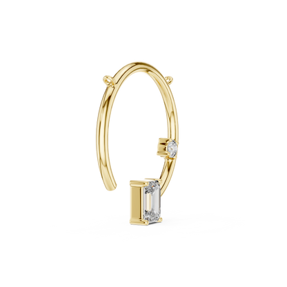 Open Circle Lab-Grown Diamond Delicate Pendant with Emerald Cut in 14K Rose Gold