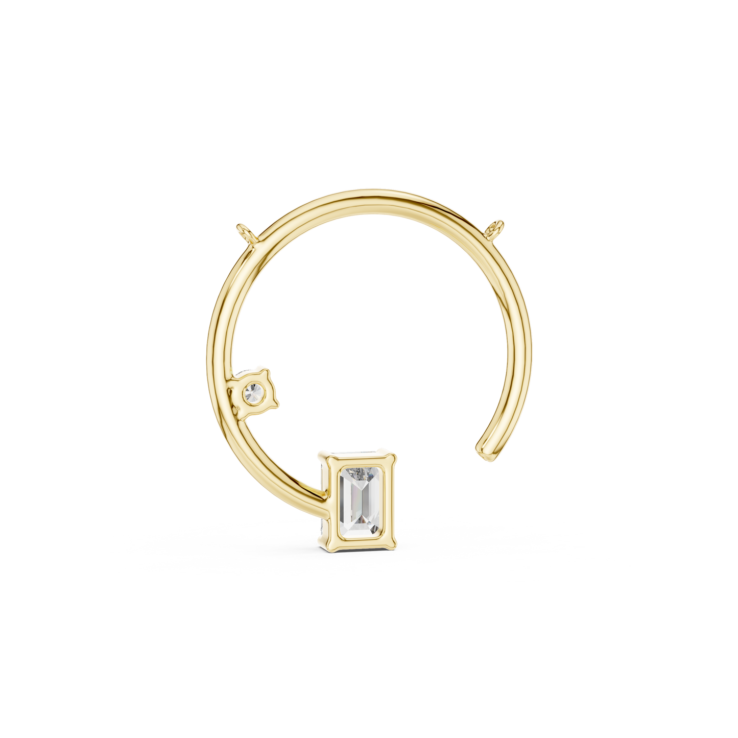Open Circle Lab-Grown Diamond Delicate Pendant with Emerald Cut in 14K Rose Gold