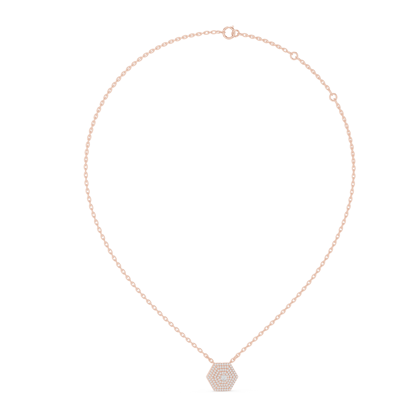 Hexagon Cluster Lab-Grown Diamond Casual Pendant in 14K White Gold