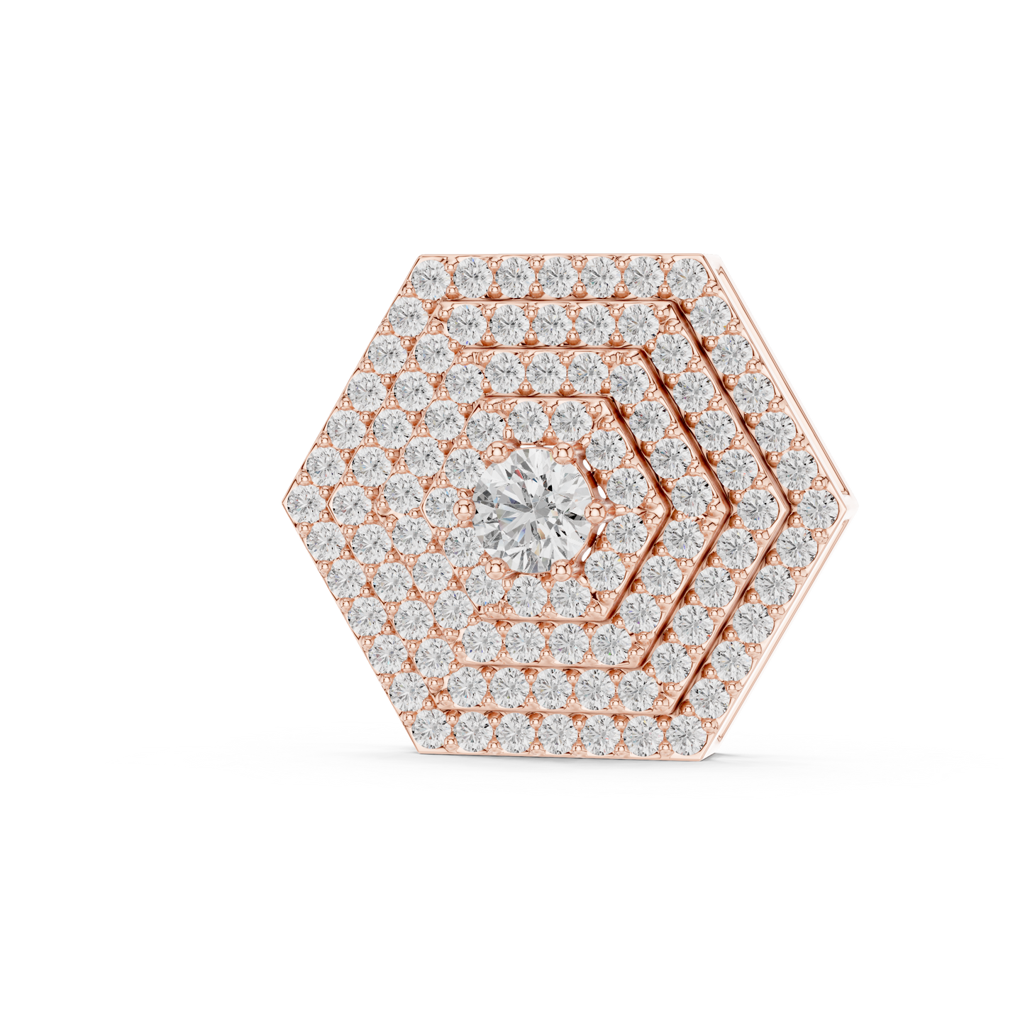 Hexagon Cluster Lab-Grown Diamond Casual Pendant in 14K White Gold